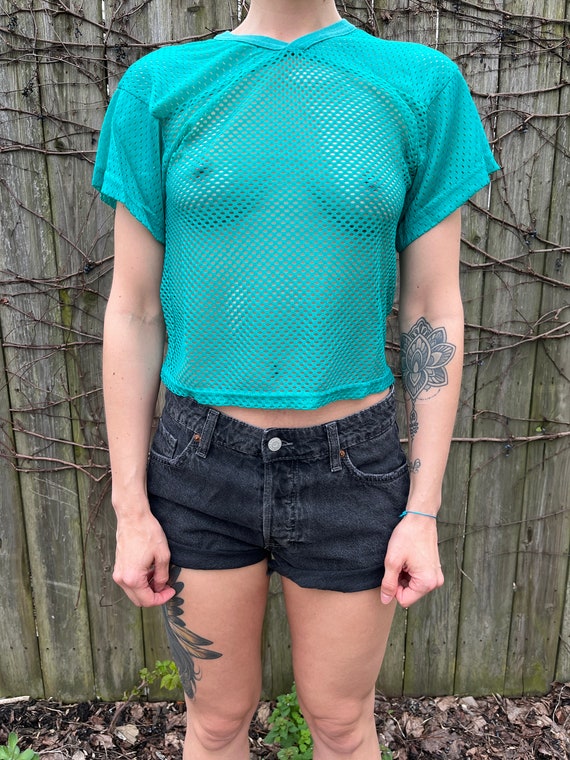 Vintage 80's Unbranded Aqua Colored Made in USA C… - image 3