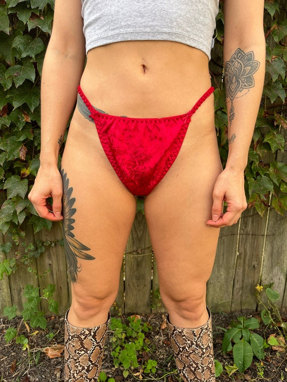 Culotte ouverte hanches sans marque motif floral rouge vintage des annees 90 taille moyenne grande Etsy France