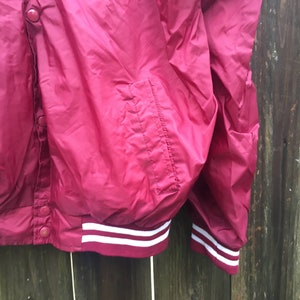 Vintage 90's Haband Maroon and White Long Sleeve 100% Nylon Snap Button Jacket Size Large image 3