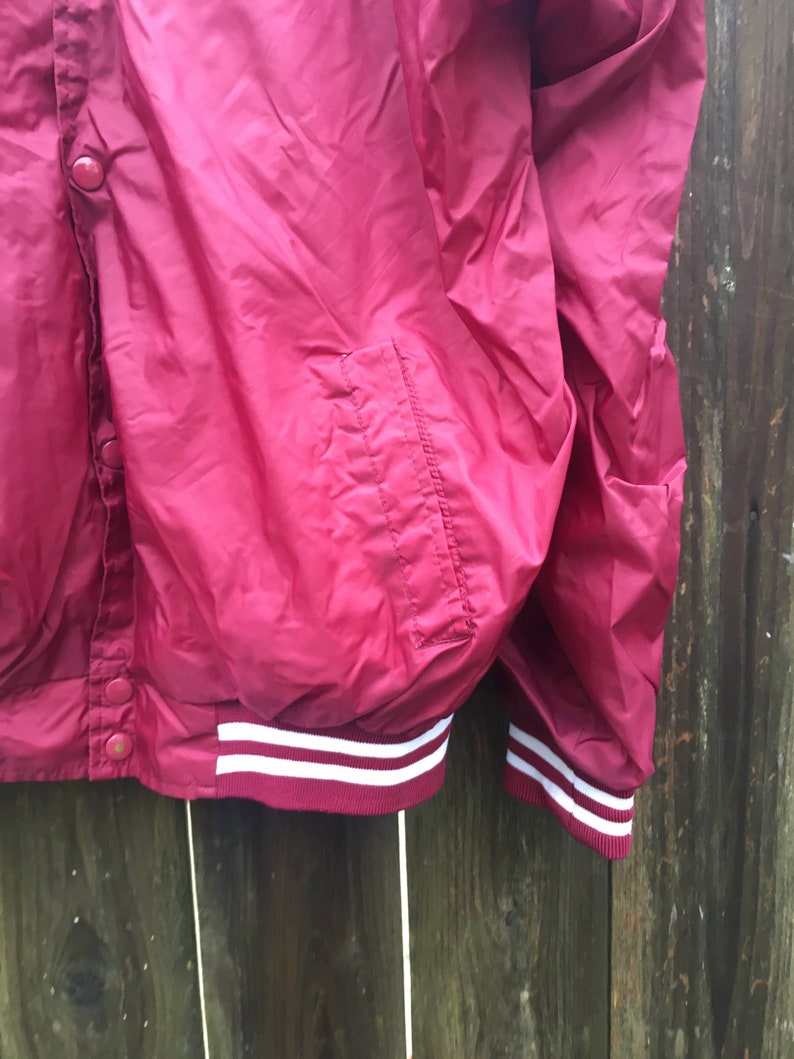 Vintage 90's Haband Maroon and White Long Sleeve 100% Nylon Snap Button Jacket Size Large image 3