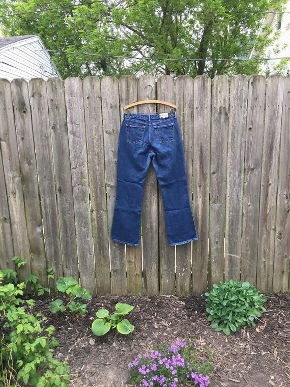 Vintage 90 s Blue Asphalt Dark Wash Mid Rise Flare Leg Denim Jeans Size 10 Etsy