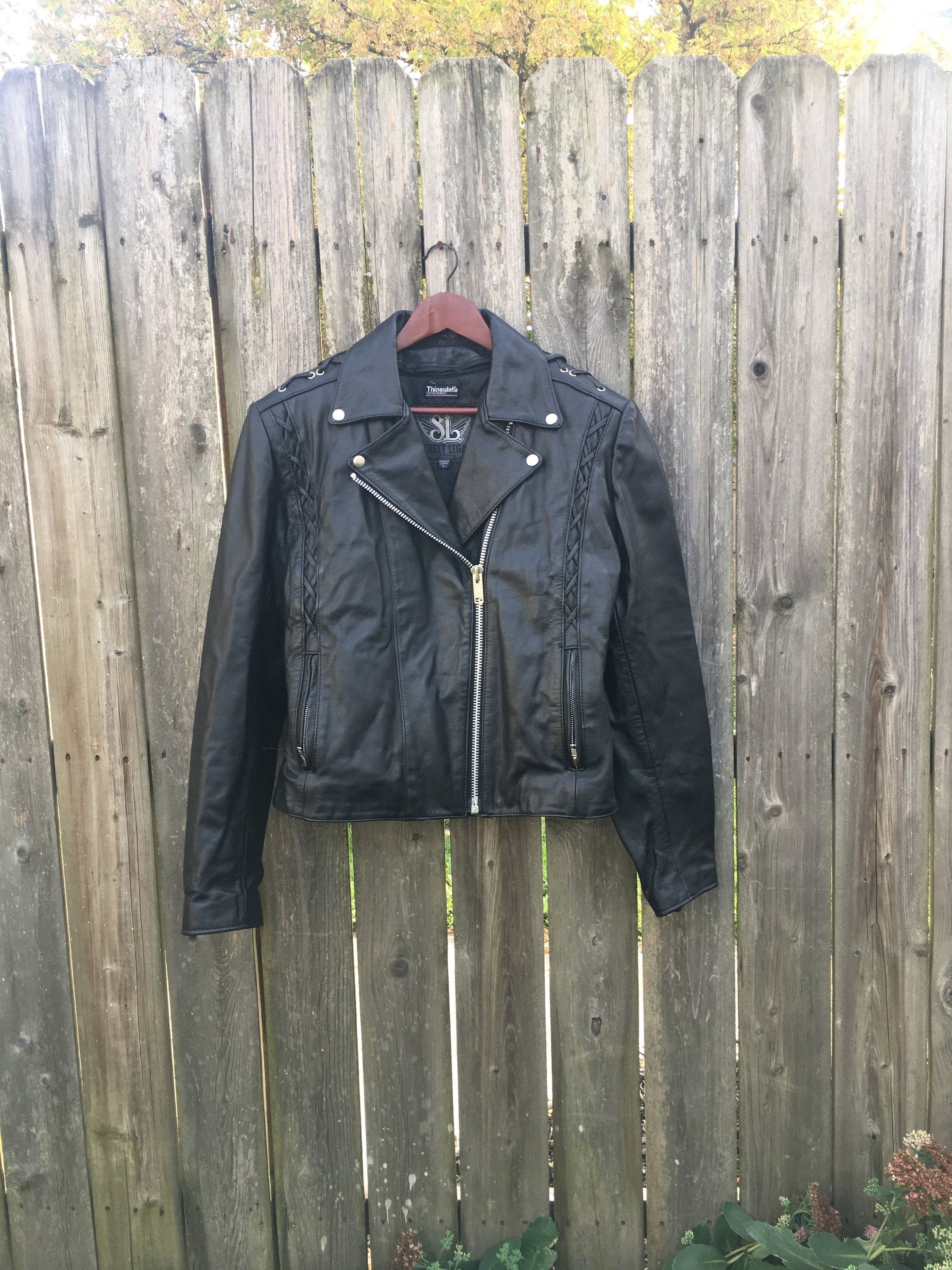 Vintage 90's Street Legal Black Leather Zip up Long Sleeve Motorcycle Jacket With Fringe and Faux Lace up Design Thinsulate Liner Size Large - Etsy Vintage 90's Street Legal Black Leather Zip up Long Sleeve Motorcycle Jacket With Fringe and Faux Lace up Design Thinsulate Liner Size Large - Etsy