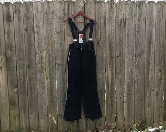 Vintage 80's SKYR Black and White Flare Leg Snowsuit Flare Leg Overalls Size Small