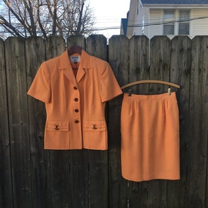 Vintage 80's Kasper A.S.L. Petite Orange Two Piece Skirt and Blazer Outfit image 4