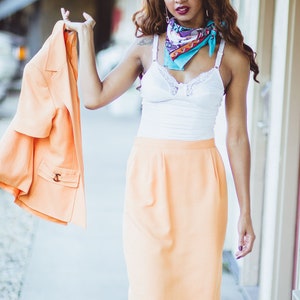 Vintage 80's Kasper A.S.L. Petite Orange Two Piece Skirt and Blazer Outfit image 2