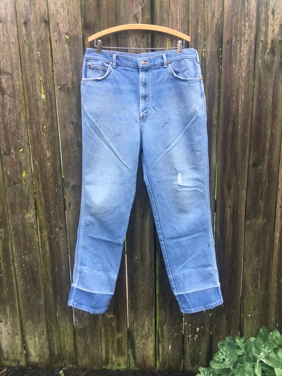 Vintage 80's Lee Denim Light Wash High Waist Dist… - image 2