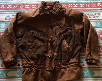 Vintage 80's Winlit Leather Brown Long Sleeve Leather Winter Jacket