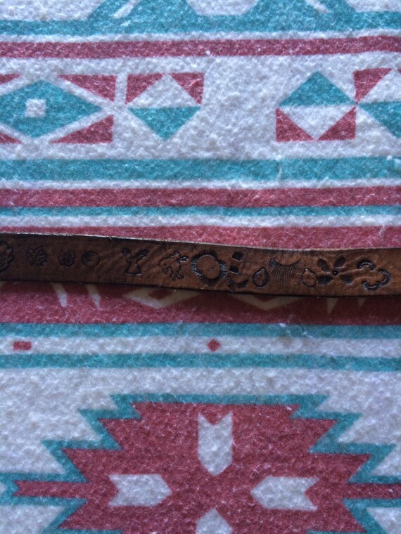 Vintage 80's Brown Leather Personalized Tooled Jo… - image 3