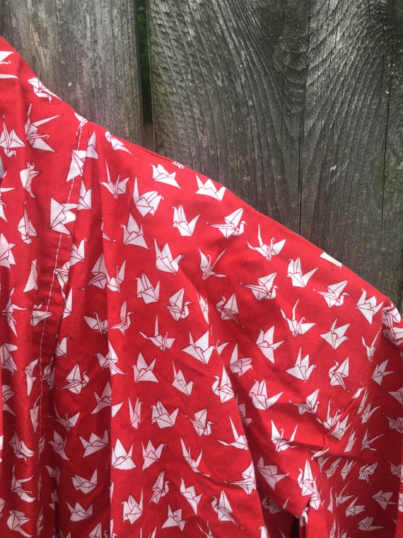 Vintage 80's Unbranded Red and White Paper Crane … - image 3