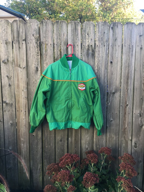 ジャケット・アウター VINTAGE KOREA JACKET GREEN Vintage 70's Super Crost Seeds Green and Yellow Zip up Light Lined
