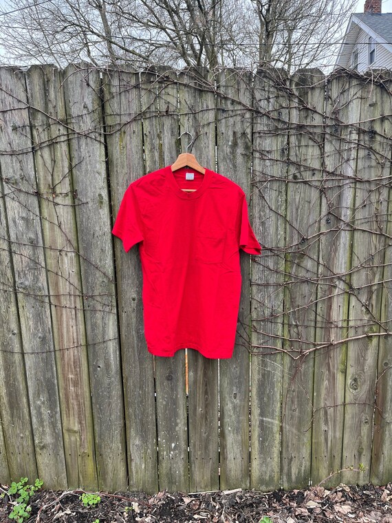 Vintage 80's Fruit of the Loom Plain Red 100% Cot… - image 1