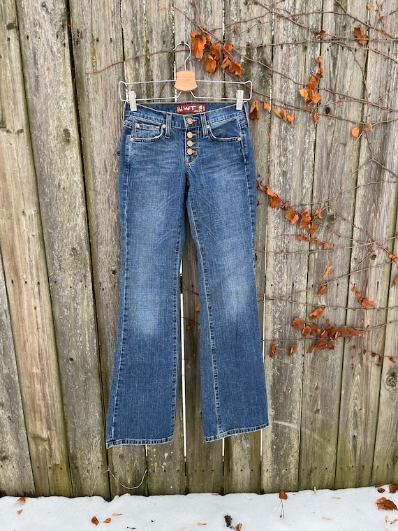 Vintage 2000's Hint Jeans Dark Wash Low Rise Flare Leg Button Fly