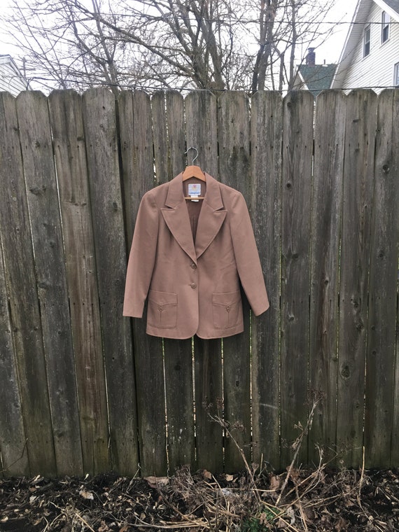 Vintage 70's College Town Light Brown Button Up B… - image 2