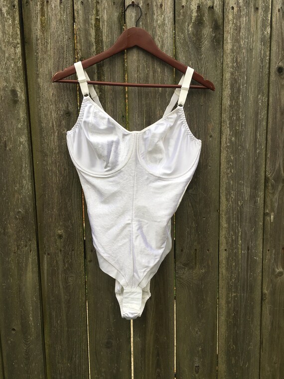 80s usa製 ナイロン ランジェリー ボディスーツ ホワイト itimi Vintage 80's Diminish by Smoothie White One Piece Snap Crotch