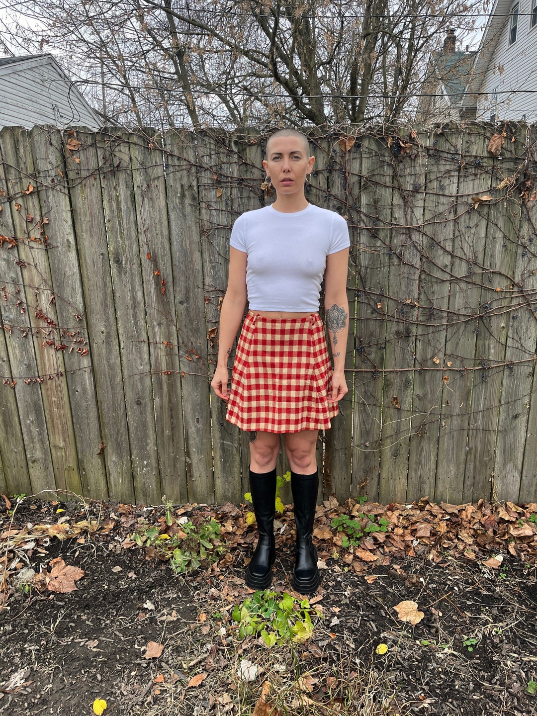 Jupe Vintage Femme Taille M à Carreaux Rouge Et Bleu – Laine Plissée Academia