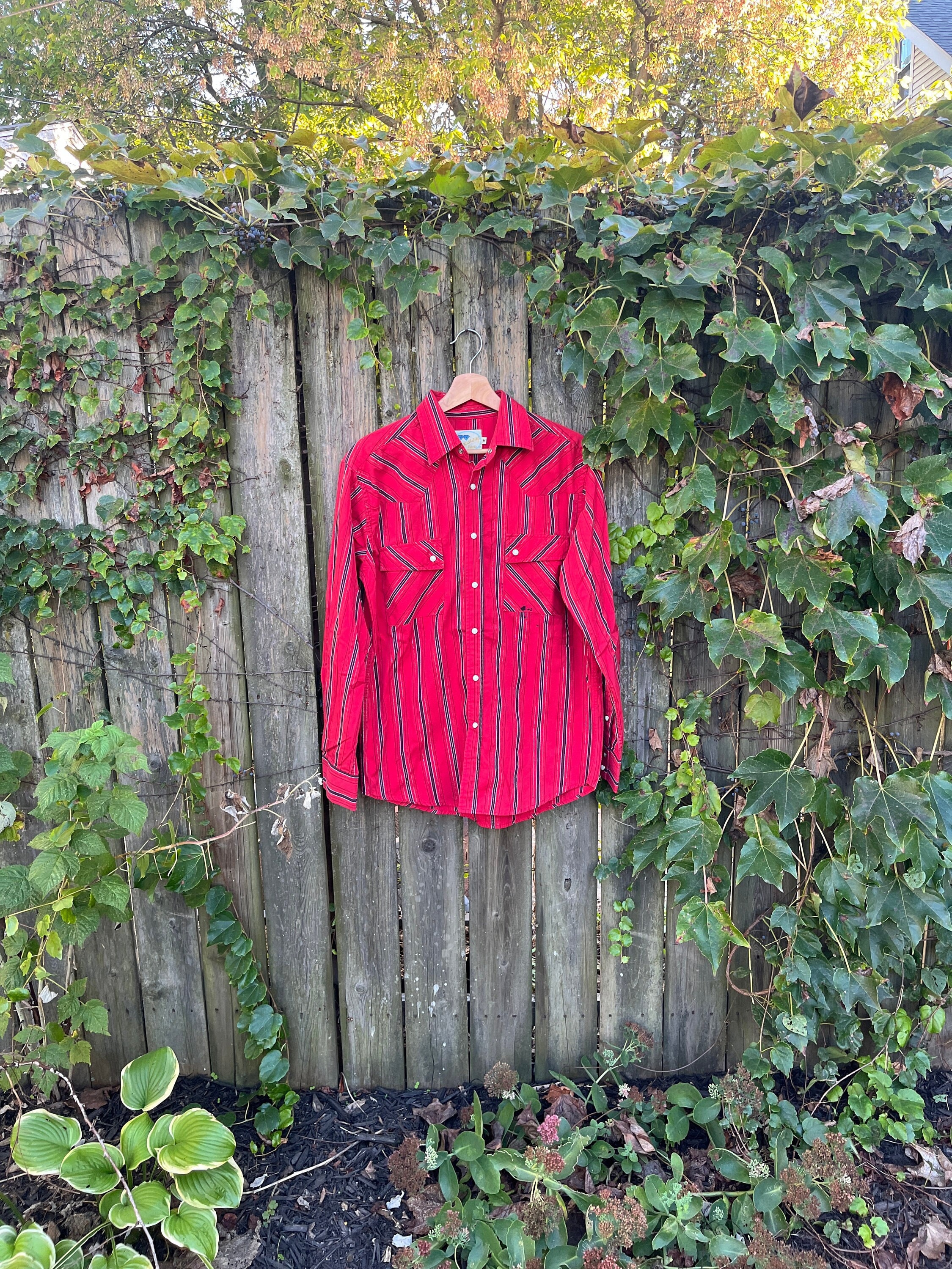 Vintage 70's/80's Twinstone Shirts Red Plaid Pattern Western Pearl