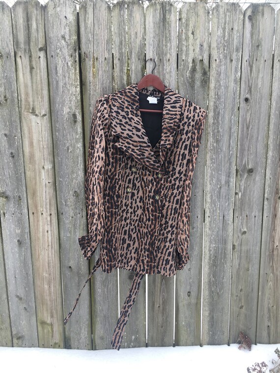 Leopard print shop coat size 16