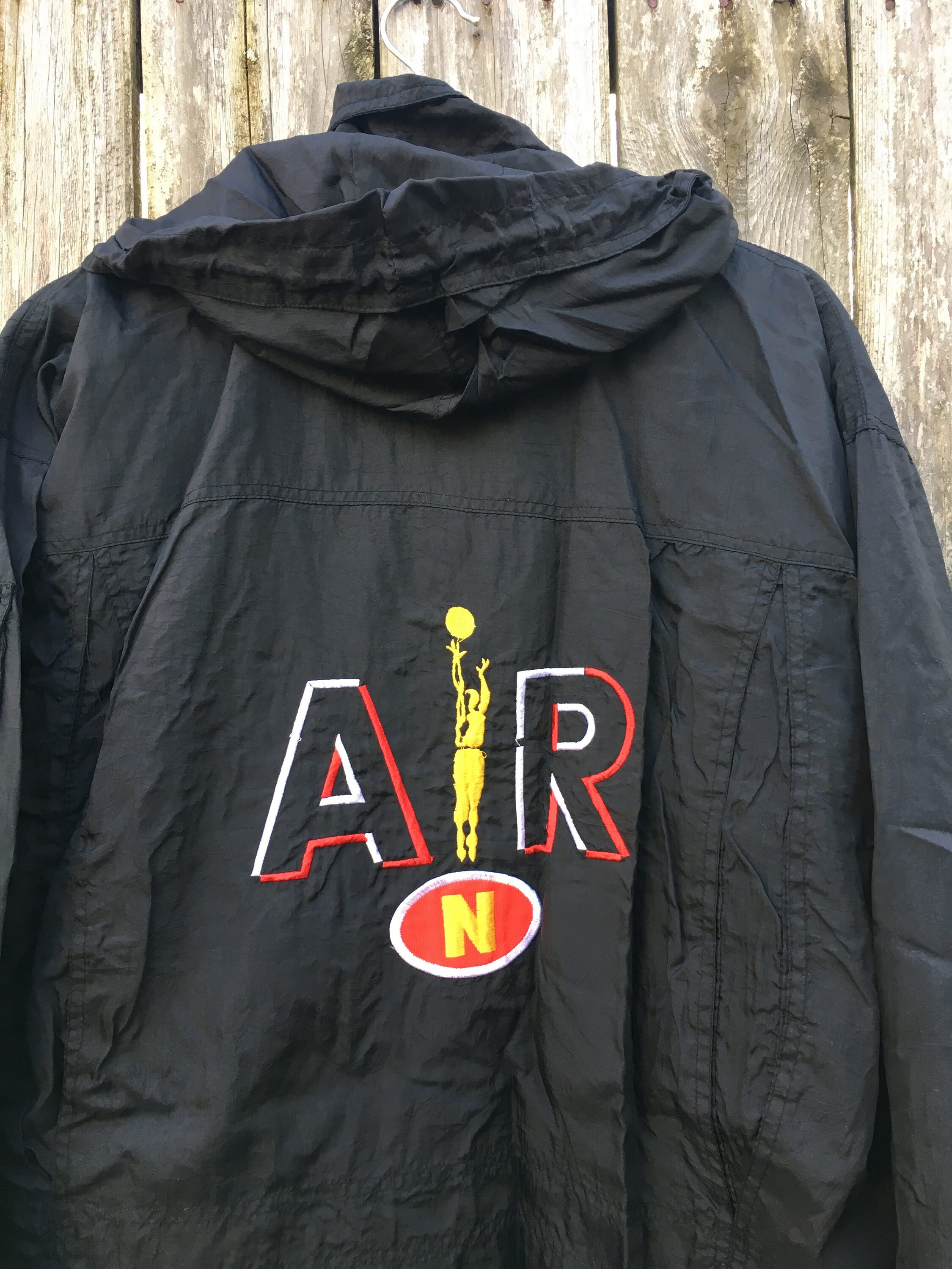 Vintage 90's Air Jordan Knockoff Black Zip up 100% Nylon