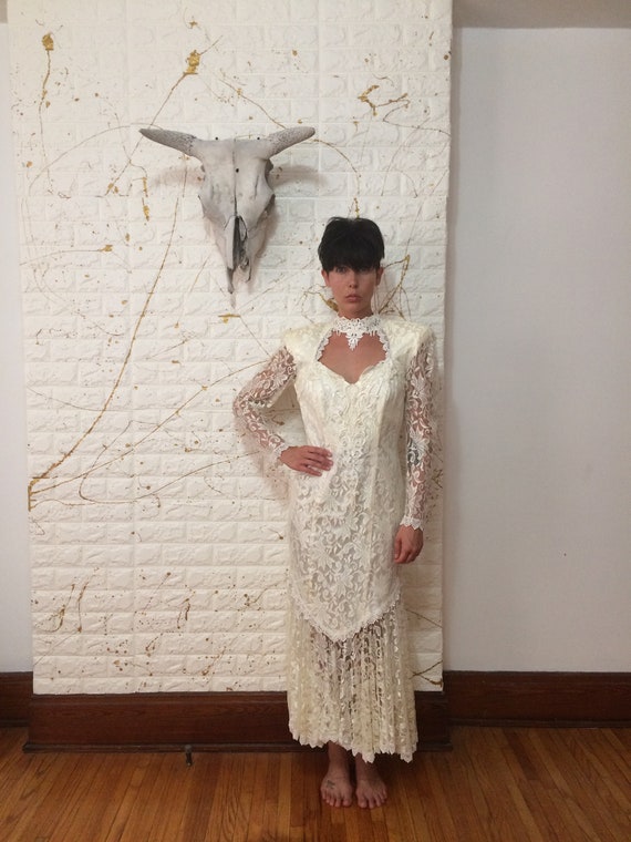Vintage Exclusively Gantos Ivory Western Style Lace Long Etsy
