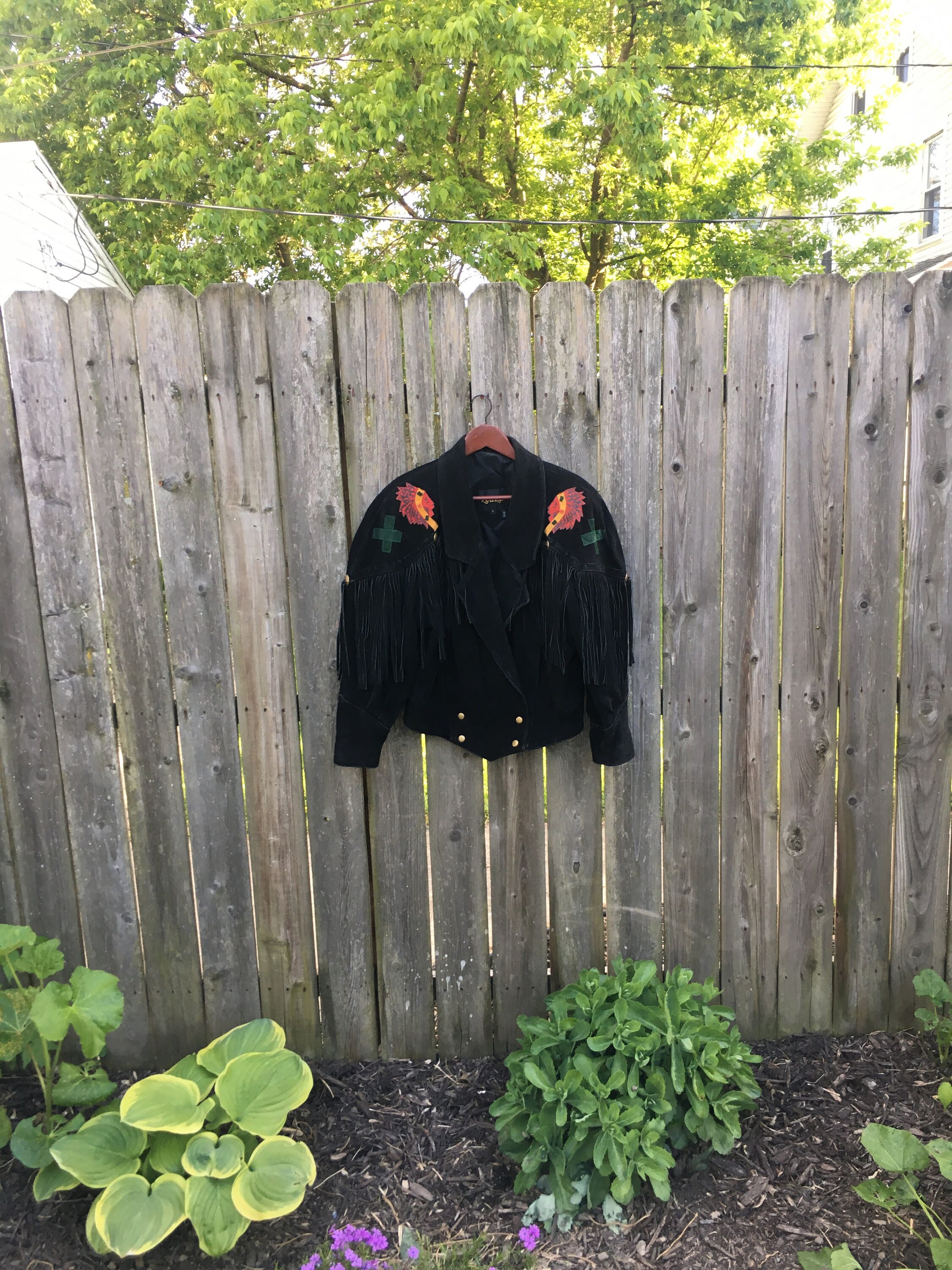 Buy Vintage 80's Learsi Black Suede Native American Fringe Jacket