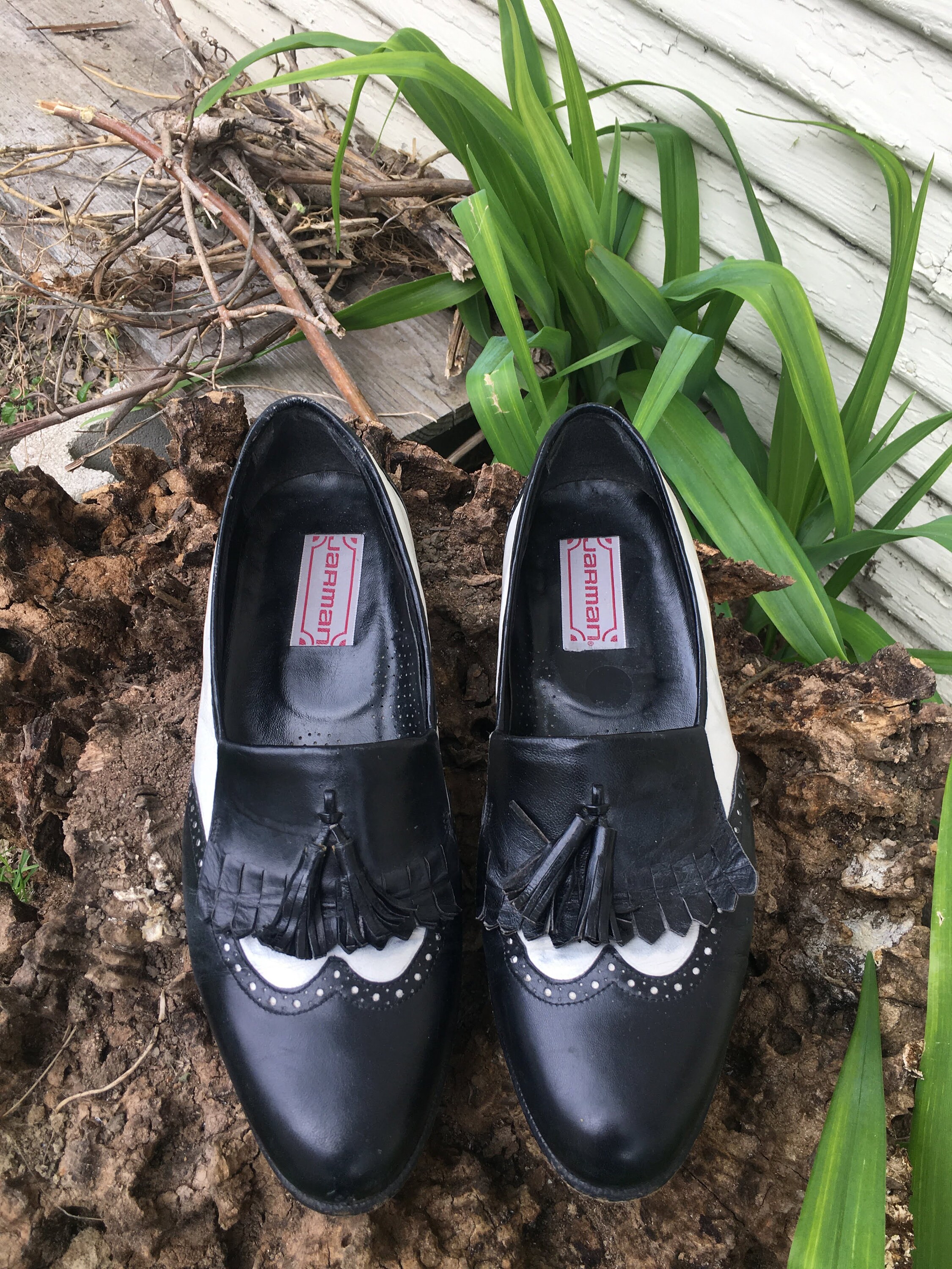 靴 80s Jarman Straight Tip By Chiyoda Shoes Vintage 80's Jarman Two Toned Black and White Wing Tip Style