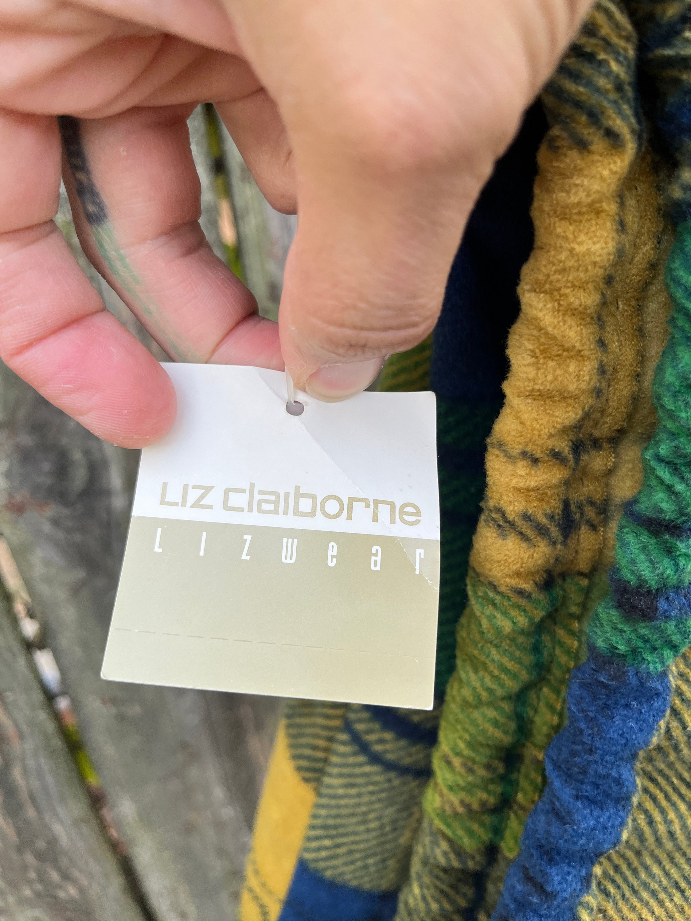 Vintage 90’s Liz Claiborne Plaid fleece blue green yellow winter hat women’s Liz Claiborne Hat - Etsy main image 3