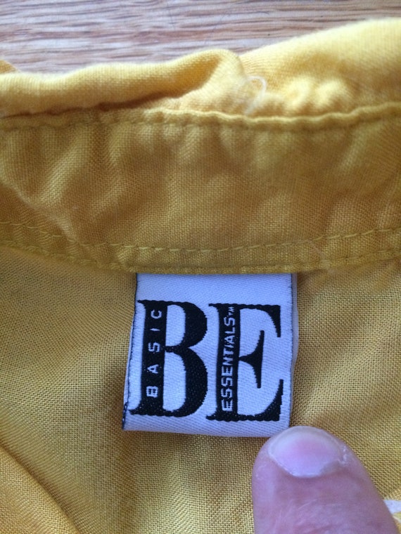 Vintage 80's Basic Essentials Short Sleeve Yellow… - image 8