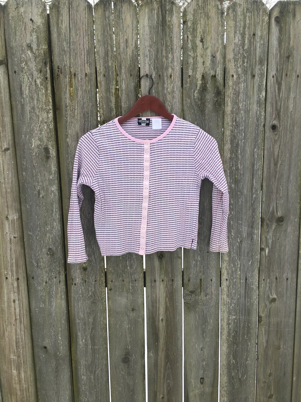 Vintage 2000s pink striped button down cardigan top