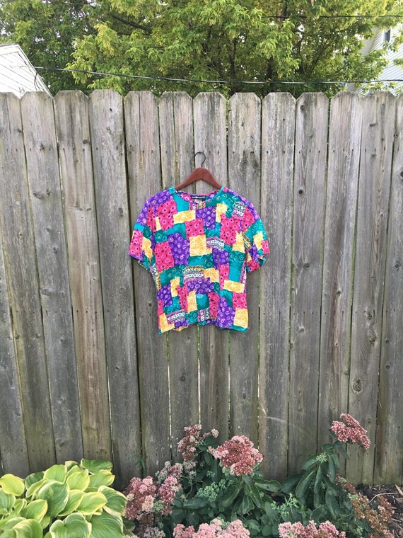 Vintage 80's Sag Harbor Colorful Patterned Short … - image 1