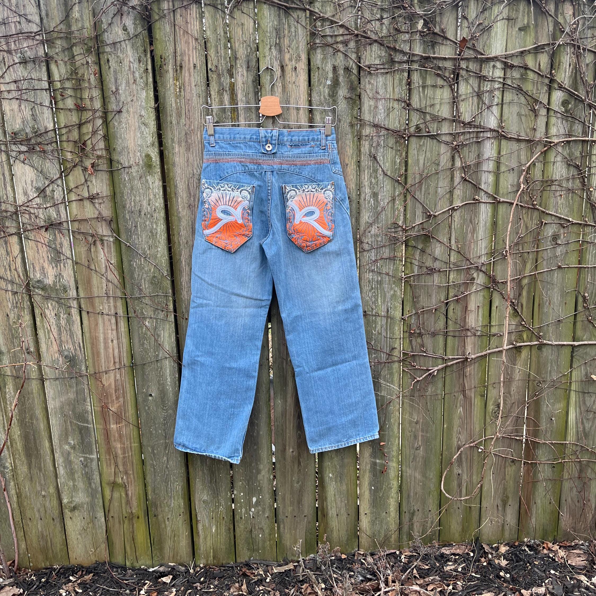 Vintage 2000's Rocawear Light Wash Mid Rise Baggy Denim Jeans Size