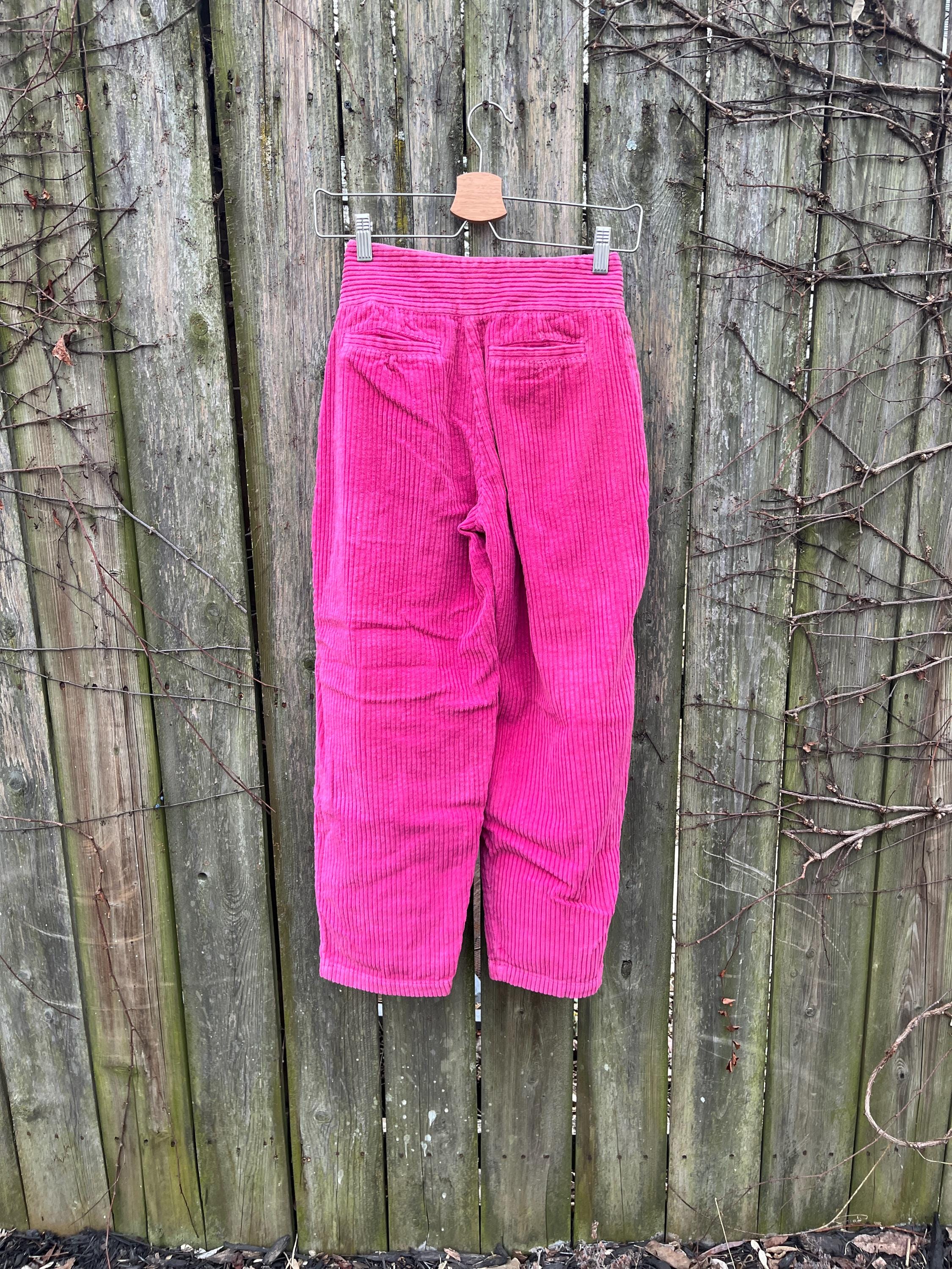 Vintage 80's Trousers up 100% Cotton Petite Pink High Waist