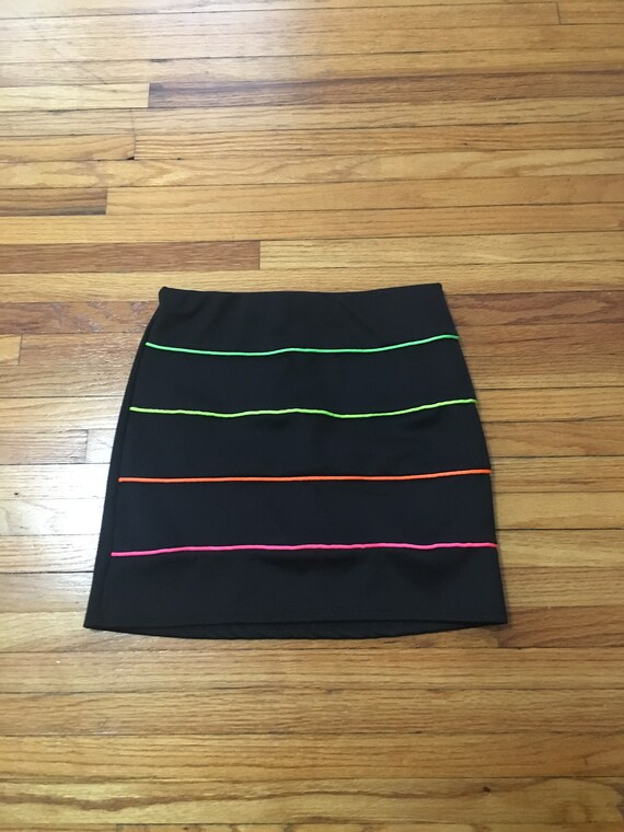 Vintage 90's Amy Byer Rainbow Colored Black Elast… - image 4