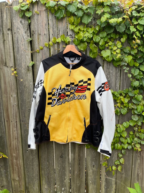 2000 s Harley Davidson Motorcycles Zip up Yellow and Black Long Sleeve Racing Jacket Size XL Etsy