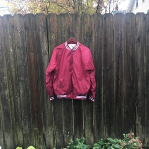 Vintage 90's Haband Maroon and White Long Sleeve 100% Nylon Snap Button Jacket Size Large image 2