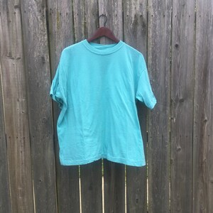Vintage 80&#39;s chic Teal Short Sleeve Plain Colored Plus Size T-Shirt Size 24
