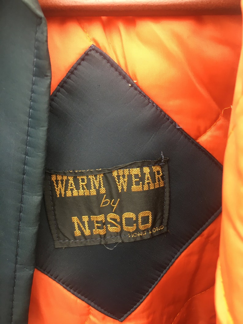 Vintage 80/'s Warm Wear by NESCO Navy Blue Faux Fur Hood Eskimo Style Winter Weather Parka