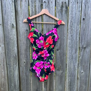 Vintage 90's Maxine Floral Pattern One Piece Swimsuit Size 8 image 2