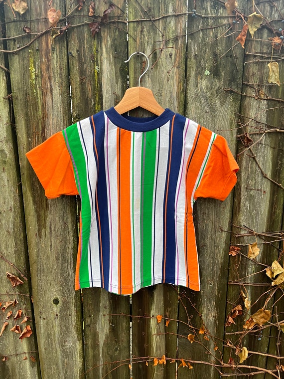 Vintage 80's Unbranded Colorful Striped Short Sle… - image 2