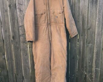 【USA-vintage】carhartt cover-all 80s 90s Vintage 80's Carhartt Thick Heavyweight Long Sleeve Hooded Work