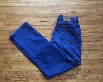 Vintage 80's Lee Denim High Waist Dark Wash Straight Leg Denim Jeans Labeled Size 8