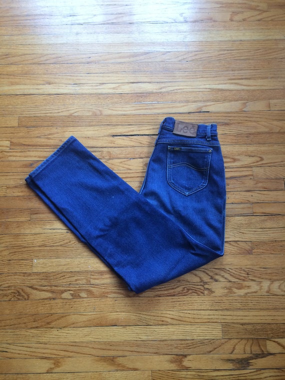 Vintage 80's Lee Denim High Waist Dark Wash Strai… - image 1