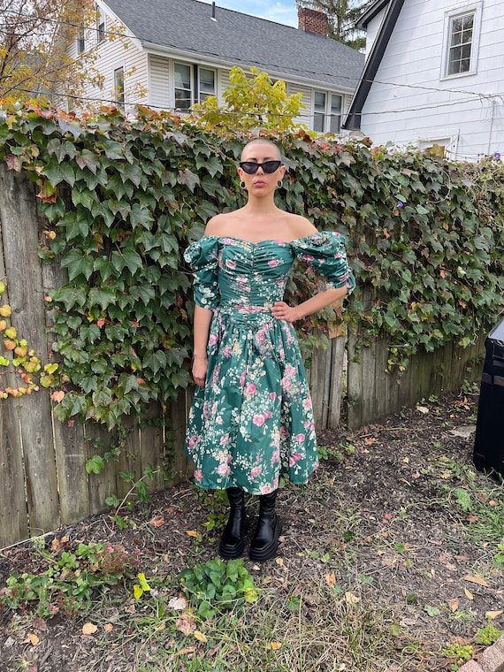 Vintage 80's Loralie Original Green Floral Pattern Homecoming Wedding Party  Dress Size 2 - Etsy