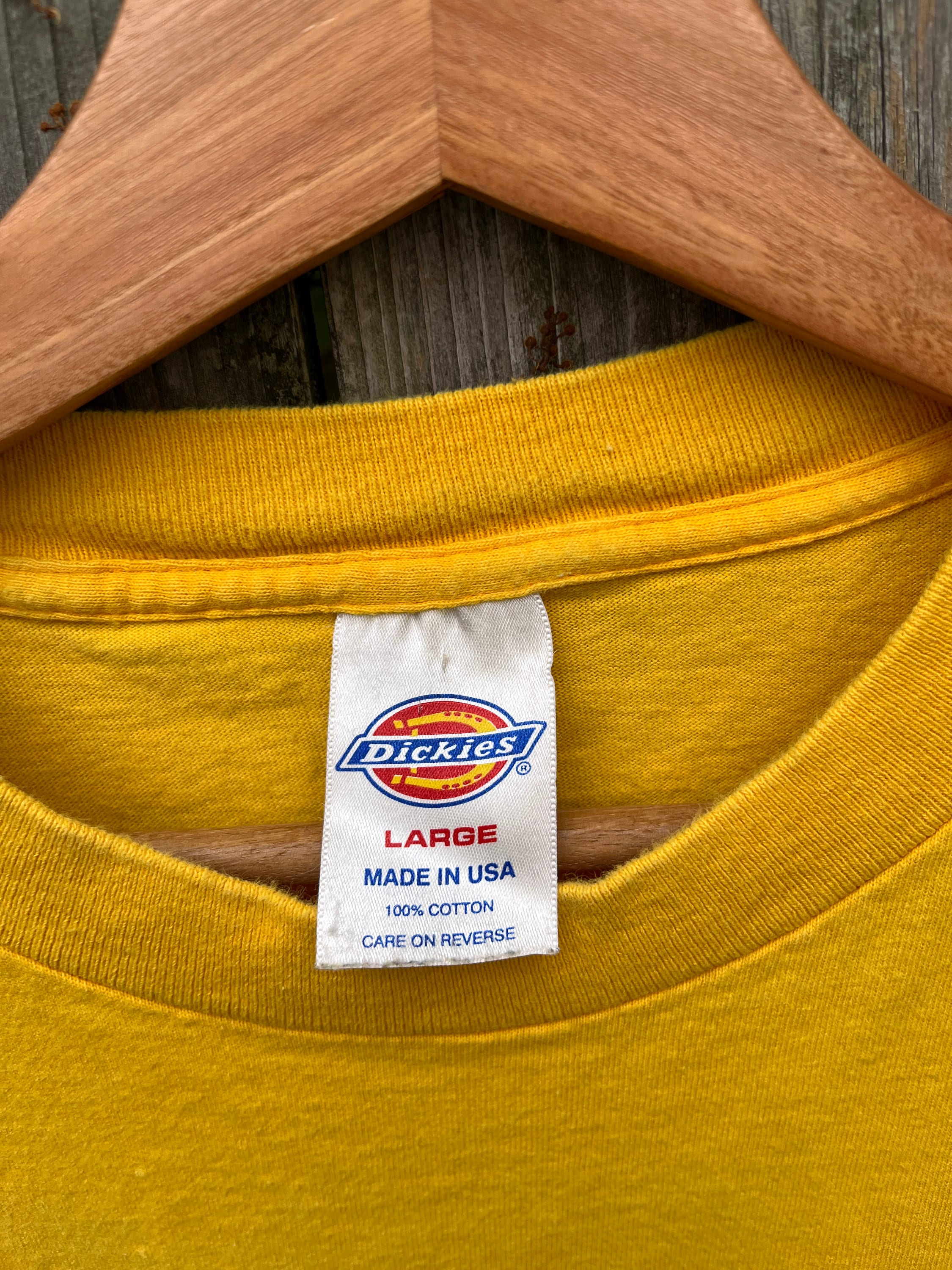 トップス insane made in usa 100% cotton 90s Vintage 90's Dickies Made in USA Yellow 100% Cotton Short Sleeve
