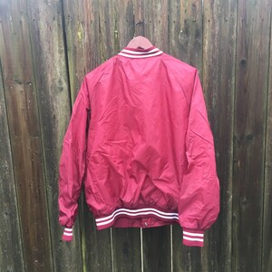 Vintage 90's Haband Maroon and White Long Sleeve 100% Nylon Snap Button Jacket Size Large image 5