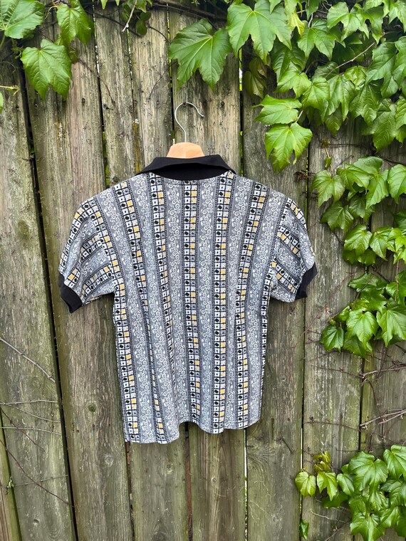 Vintage 90's Basic Image Patterned Stripes Button… - image 5