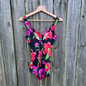 Vintage 90's Maxine Floral Pattern One Piece Swimsuit Size 8 image 4