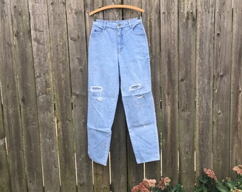 Vintage 90's Express Jeans Light Wash Distressed High Waist Denim Jeans Size 7