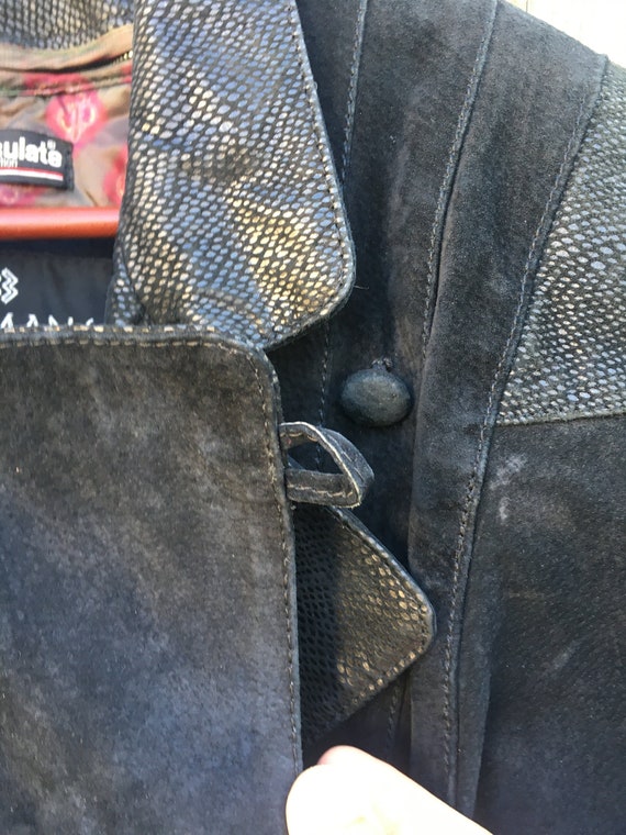 Vintage 1980's Bermans Black Leather Suede Long S… - image 5