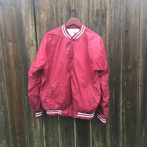 Vintage 90's Haband Maroon and White Long Sleeve 100% Nylon Snap Button Jacket Size Large image 1