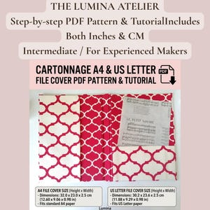 DIY Fabric File Cover Pattern PDF | A4 and US Letter Folder Tutorial | Dual Unit (cm & inch) | Cartonnage Guide